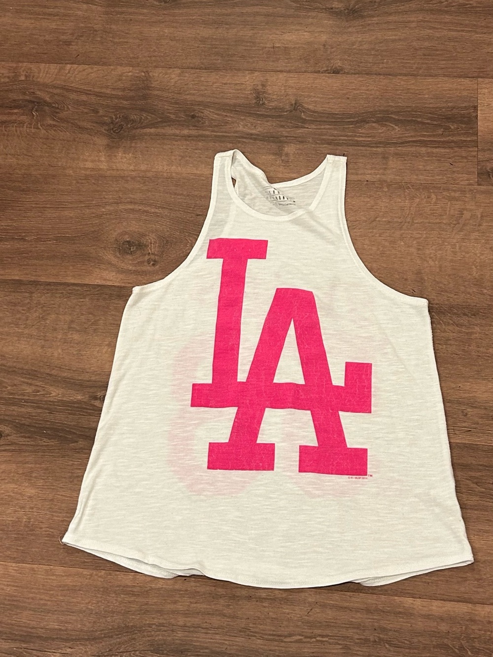 Woman’s White Tank Top with Pink LA Graphic